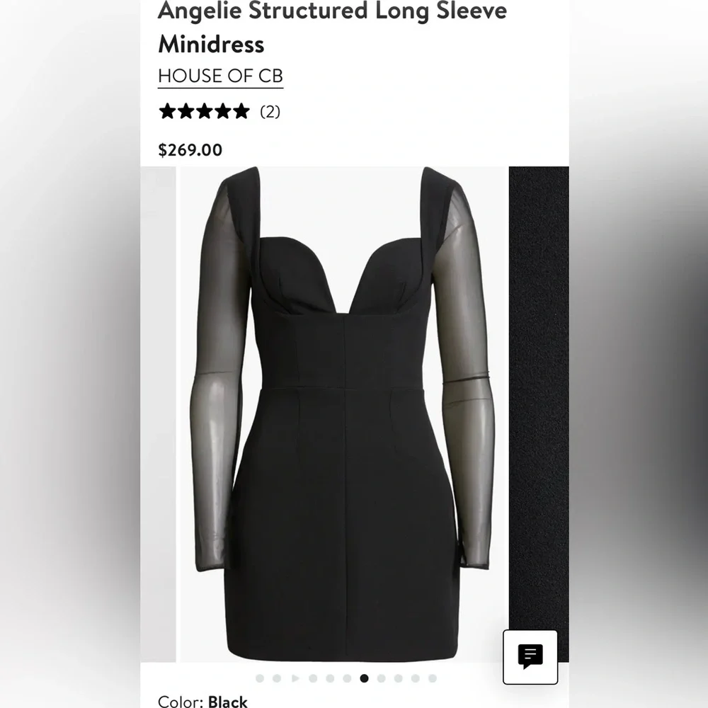 House of CB Black Sheer Sleeve Mini Dress - Picture 5 of 5